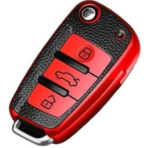 Sleutelbehuizing houder Lederen TPU Auto Afstandsbediening Sleutel Case Cover Beschermende Shell Voor C6 R8 A1 A3 Q3 A4 A5 Q5 A6 S6 A7 B6 B7 B8 8P 8V 8L TT RS Voor Sline Sleutelbehuizing(Red)