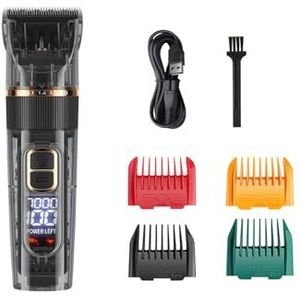 Professionele tondeuse voor heren, draadloos, met led-display, waterdicht IPX7 (meerkleurige grenskam)