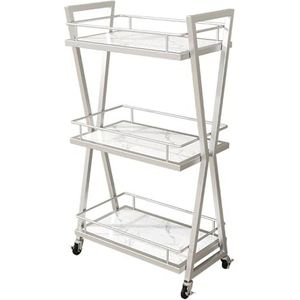 Schoonheidsspecialistewagen met wielen, Salon Lash Spa Rolling Trolley Cart Utility Salon Mobiele opslagorganisator Plankhouder Station for Beauty Spa Cosmetologie Massage (Color : Silver, Size : On