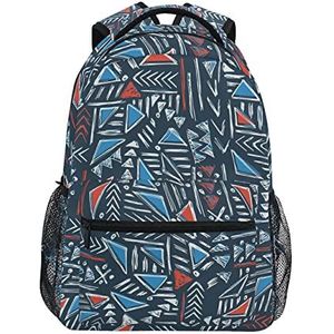 Blauwe geometrische kunst schoolrugzak voor meisjes jongens middelbare school stijlvol ontwerp studententassen boekentassen