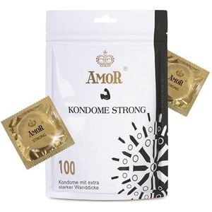 AMOR Strong Premium Condooms, Extra sterke Wanddikte 0,08 mm, Ø 53 mm, Verpakking van 100