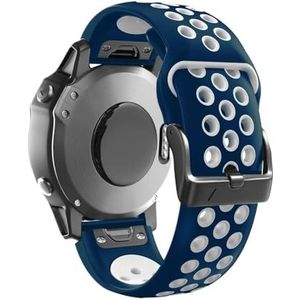 22 26mmQuickFit Siliconen Horlogeband fit for Garmin Instinct 2X Solar Strap Instinct 2 Fenix ​​7 7X 6 6X Horlogeband Armband Accessoires (Color : Blue white, Size : 22mm Fenix 7(47mm))