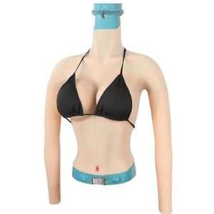 FSYH Half-Body Siliconen Borstplaat met Armen, Kunstmatige Nep Borsten Enhancer G Cup Hoge Kraag Borstprothesen voor Cosplay,Color2,Cotton