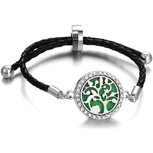 Bracelets Tree Of Life Aromatherapy Bracelet Diy Crystal Adjustable Braided Leather Bracelet Buckle Women Bracelet Jewelry(Color:3)