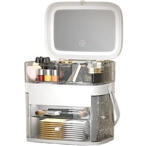 XLDZ Draagbare LEIDENE Doos van de Make-uporganisator met Deksel, Laden en Handvat voor Countertop Opslag, Wit, Eén maat