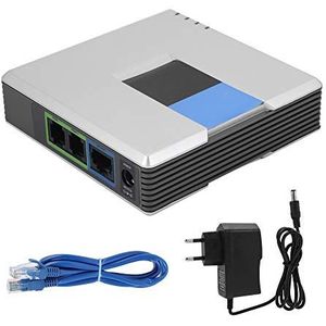 Denash VoIP Gateway, draagbare 2-poorts adapter Internet Phone Gateway SIP RJ45-kabel ondersteuning SIP V2-protocol voor PAP2T