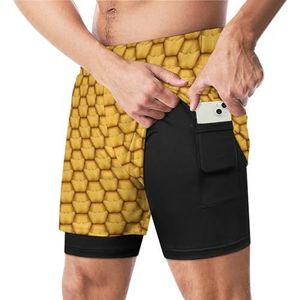Ananas Textuur Grappige Zwembroek met Compressie Liner & Pocket Voor Mannen Board Zwemmen Sport Shorts