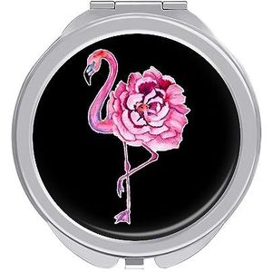 Leuke Flamingo Rose Compact Spiegel Ronde Pocket Make-up Spiegel Dubbelzijdige Vergroting Opvouwbare Draagbare Hand Spiegel