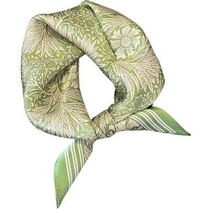 VKEID Zijden sjaal zomer bloemen kleine vierkante sjaal moerbei zijde temperament decoratie kleine halsdoek sjaal groen, Zoals getoond, 53x53cm