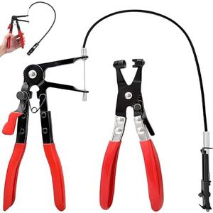 Slangklemtang, slangklemtang met rechte hals, veerbandklemtang met draadas, verwarmingsolie, waterslang 650 mm, voor het verwijderen en installeren van auto-reparaties, 2 stuks