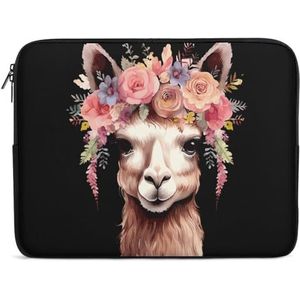 Leuke Alpaca Bloemen Laptop Sleeve Tas Shockproof Notebook Computer Pocket Tablet Draaghoes