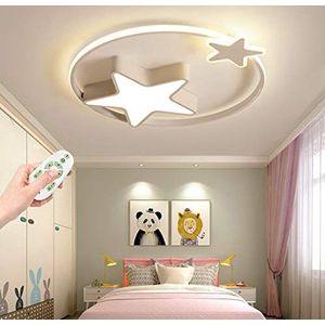Plafondlamp LED moderne kinderlamp jongen meisje slaapkamer plafondlamp sterrenhemel licht dimbaar afstandsbediening verlichting binnen kinderkamer woonkamer decoratie kroonluchter,White,55cm