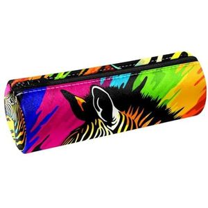 YTYVAGT Esthetische etui, potlood tas, kleurrijke regenboog zebra print, potlood doos