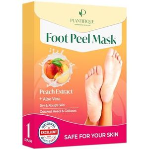 PLANTIFIQUE Foot Peel Masker Peeling Voetmasker Dermatologisch Getest Exfoliërend Voet Peel Masker Voor Droge Gebarsten Voeten (Perzik 1Pack)