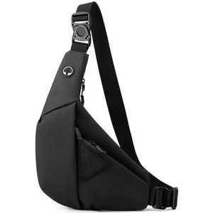 Askliy Unisex anti-diefstal sjerp sling crossbody tas, waterdichte multi-zakken borst schoudertas voor casual reizen wandelen, Zwart