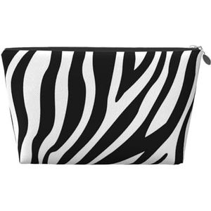 HGSLQDEE Zebra Print Gedrukt Lederen Reizen Toiletry Bag Draagbare Reizen Cosmetische Tas Opbergtas, Zilver, Eén maat