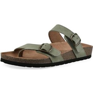 WHITE MOUNTAIN Grams platte sandaal voor dames, Salie Groen Suède, 35 EU
