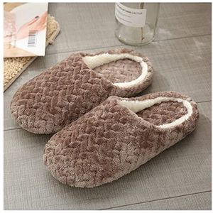 LYHYDMA Katoenen pantoffels Winter Indoor Slippers Vrouwen Bont Warm Pluche Liefhebbers Thuis Slipper Antislip Herfst Schoenen Vrouw Mannen Huis Vloer Zachte Slient Slides (Roze gestreept, 11,5)