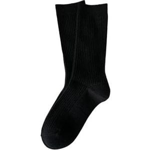 YIJIANUO Retro Vrouwen Sokken Japanse Stijl Herfst Nieuwe Effen Kleur Warm Thuis Eenvoudige Crew Sokken Meisjes Ademend Casual Gestreepte Losse Sokken, Zwart, One size