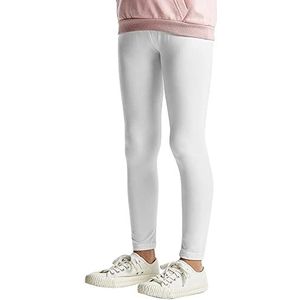 L&K-II 2708 Legging voor kinderen, effen kleur, dansbroek, babylegging, fitnessbroek, katoen, 1 stuks wit., 134 cm