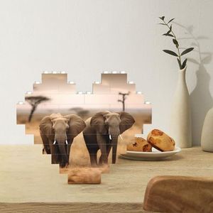 Bouwsteenpuzzel gepersonaliseerde bouwstenen hartvormige puzzels wilde dieren olifanten bouwstenen blok voor volwassenen blokpuzzel voor huisdecoratie 3D baksteenpuzzel bakstenen set