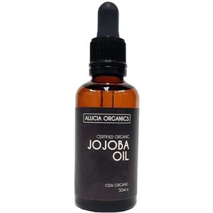 ALUCIA ORGANICS gecertificeerde biologische jojoba-olie – 100% puur voor gezicht, lichaam en haar – natuurlijk, koudgeperst en ongeraffineerd – veganistisch en dierproefvrij (50ml)