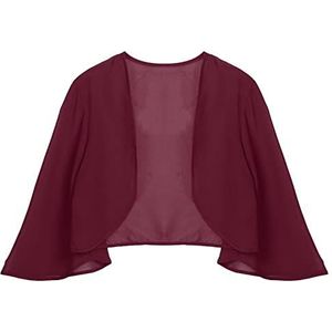 Bolero Dames Feestelijk,Dames Chiffon Bolero Haalt Zijn Schouders Op Cropped Tops Elegant Vest Met Korte Mouwen Open Voorkant Sheer Haalt Zijn Schouders Op Schouderjack Mantel Avondfeest Cover-Up Vo