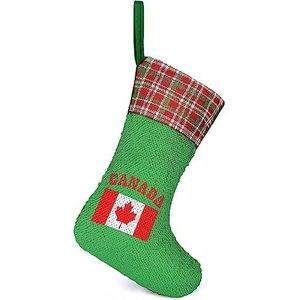 Canada Vlag Magische Kerst Kousen Pailletten Kleur Veranderende Opknoping Decor voor Gift Kerstdag Xmas Boom Open haard