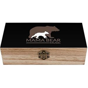 Mama Bear Muziek Houten Doos met Deksel Opbergdozen Organiseren Sieradendoos Decoratieve Dozen voor Vrouwen Mannen