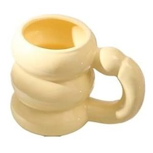 Mokken keramische schattige mokken koffiekopjes cirkel bubble koffiekopjes ontbijt melk sap thee handvat beker magnetron veilige koffiemokken (maat: ongeveer 400 ml, kleur: crème geel)