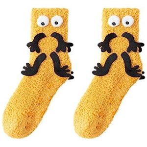 Fuzzy sokken voor dames, Gezellige Coral Fleece Grappige Sokken 3D Grote Ogen, Creatieve bijpassende sokken Warme pantoffelsokken voor winterkoppels Zhenjue