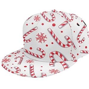 Unisex Snapback Cap Kerst Rode Snoep Riet Volwassenen Trucker Hoed Verstelbare Baseball Cap, Zwart, Eén Maat