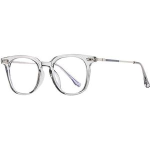 Anti-blauw licht platte bril Retro veelhoekig bij veganistisch tij platte brilmonturen (Size : Transparent gray)