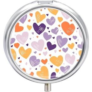 Ronde pillendoos draagbare pillendoos voor zak hebben veel hart reizen kleine pillenorganizer 3 compartimenten metalen pillenhouder voor medicijnen vitaminen visolie supplementen