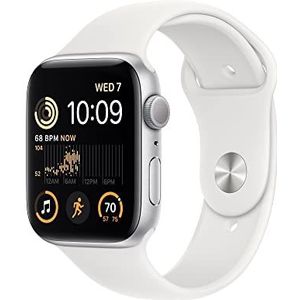 Apple Watch SE (2e Gen.) (GPS, 44mm) - Kast van zilverkleurig aluminium Wit sportbandje - Standaardmaat (Refurbished)