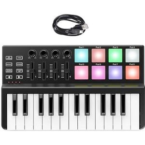 25 Aanslaggevoelige Toetsen Draagbare USB-toetsenbordcontroller 8 Kleurrijke Verlichte Pads En 4 Bedieningsgroepen Draagbaar Keyboard Piano