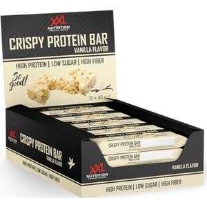 XXL Nutrition - Crispy Protein Bar - Super Crispy Eiwitreep - Proteïne: 20 Gram - Vegan Eiwit Snack - Vanilla - 12 Pack