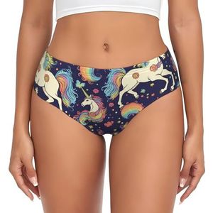 POCUK Eenhoorn Pegasus Rainbow Butterfly damesslip - comfortabel en veelzijdig ondergoed voor dagelijks gebruik, Zwart, S