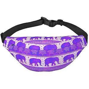 Purple Elephant Fanny Pack Lichtgewicht Heuptas voor Vrouwen Mannen, Riem Tas Reizen Sling Tas voor Wandelen Running Fietsen, Zwart, Eén maat, Casual dagrugzak
