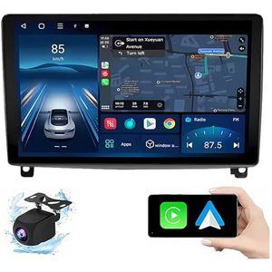 Android 14.0 2 Din Autoradio 9"" Touchscreen Auto Stereo voor Peugeot 407 2004-2011 met Draadloze Carplay Android Auto GPS navigatie AHD Omgekeerd beeld Stuurwielbediening(P1(1G+32G))