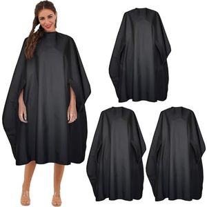 Forno Zwarte waterdichte kapsaloncape, professionele kapperscape met metalen kliksluiting, haarknipcape voor volwassenen, waterbestendige kapperscape 59 ""x 47"" (pak van 3)