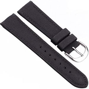 ENICEN Canvas nylon horlogeband riem blauw zwart groen 18 20 22 24mm horlogebanden mannen vrouwen mode vervanging armband horloge accessoires (Color : Black, Size : 22mm)