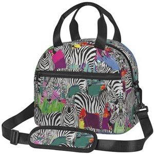 WANGHAHA Zebra Print Lunch Bag Herbruikbare Geïsoleerde Volwassen Tote Lunch Tas Voor Vrouwen/Mannen Werk Picknick Strand Reizen