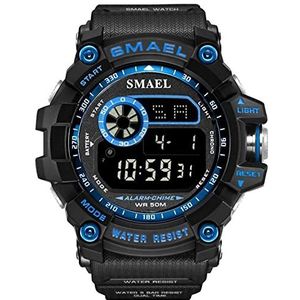 Outdoor Sports Horloges voor Mannen Digitale Horloge Heren Elektronische Militaire Klok Mannelijke Big Dial Fashion Watch 50m Waterdichte LED-achtergrondverlichting Horloge,Blauw