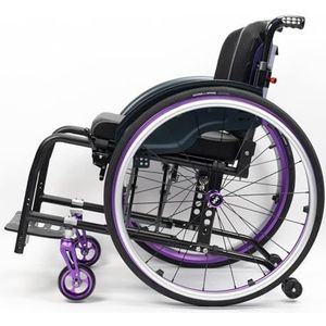 KXPSWGE Rolstoel voor sport, superlicht, inklapbaar, met aluminium frame, zelfrijdende handmatige rolstoelen, handrem (paars, zadelbreedte 42 cm)