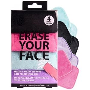 Danielle Creations Erase Your Face Eco-vriendelijke herbruikbare make-up remover doeken - multipack doos van 4 heldere kleuren