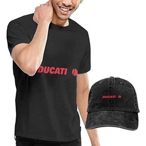 maichengxuan Gepersonaliseerde Ducati Motorfiets Logo Tshirts met Hoeden voor Mens 100% Katoen Korte Mouw Zwart - zwart - M