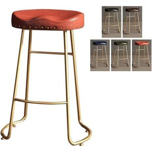 Barkrukken Metal Counter Stool Height Bar Stools with Leather Seat Modern Simple Home Furniture High Chairs Creative Rivet Design kroeg(Orange,75CM)