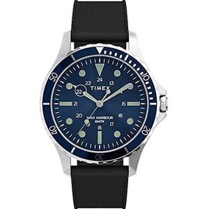 Timex Men's Navi XL 41mm Silicone Strap Watch Stainless-Steel/Black/Blue