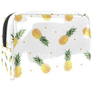 Make-uptas PVC toilettas met ritssluiting waterdichte cosmetische tas met geel fruit met stippen zomer voor dames en meisjes